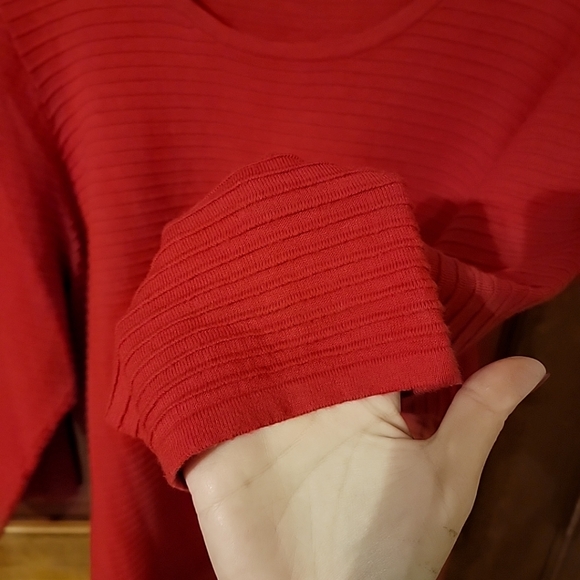 Calvin Klein Womens Plus Size 2X Sweater 3/4 Sleeves Woven Back Detail Red Ltwgt - Picture 3 of 10